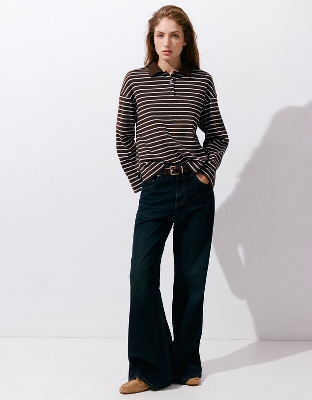 M.N.G - Contrasting Stripes Cotton Polo Shirt