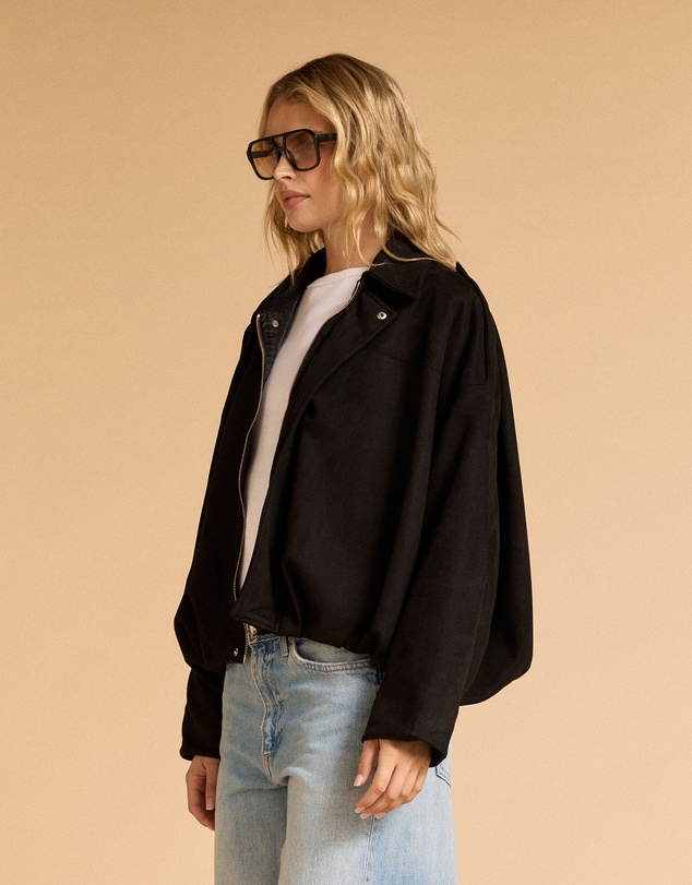 MVN - Faux Suede Bomber Jacket