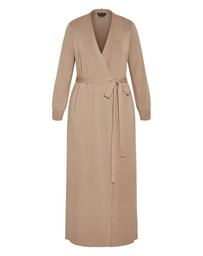 City Chic - Plus size Goldie Longline Cardigan - taupe