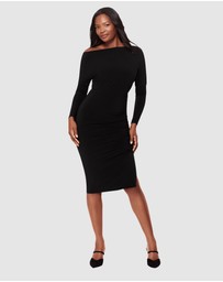 Miraclesuit Shapewear - Niki Off Shoulder Boat Neck Long Sleeve Shaping Dress
