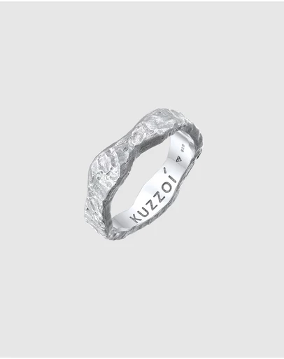 Kuzzoi - ICONIC EXCLUSIVE - Hammered Band Ring in 925 Sterling Silver