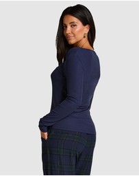 Hunkemoller - Long Sleeve Rib Modal Henley Top