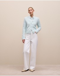 Trenery - Brushed Alpaca Button Through Cardigan in Faint Blue