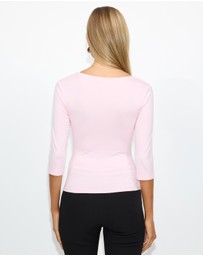 Dazie - Cherry 3/4 Sleeve V-Neck Top