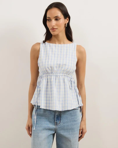 Atmos&Here - Greta Gingham Peplum Top
