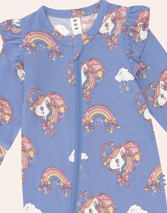 Huxbaby - Whimsical Unicorn Zip Romper - Babies