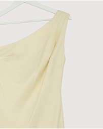 Revibe - Repaired CHANCERY Hallie Satin One Shoulder Drape Maxi Dress - AU 10