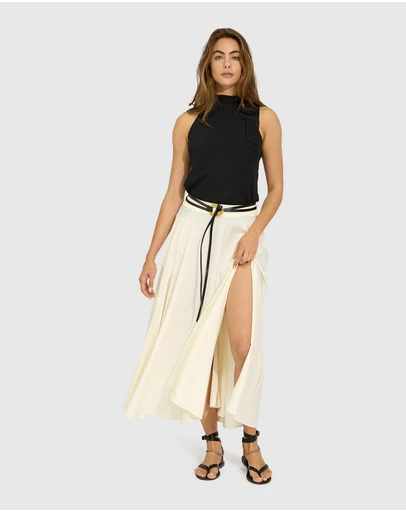 Belle & Bloom - Bare It All Bias Tie Neck Top