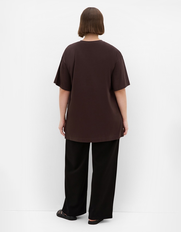 City Chic - Plus size Oversized Split Tee - chocolate
