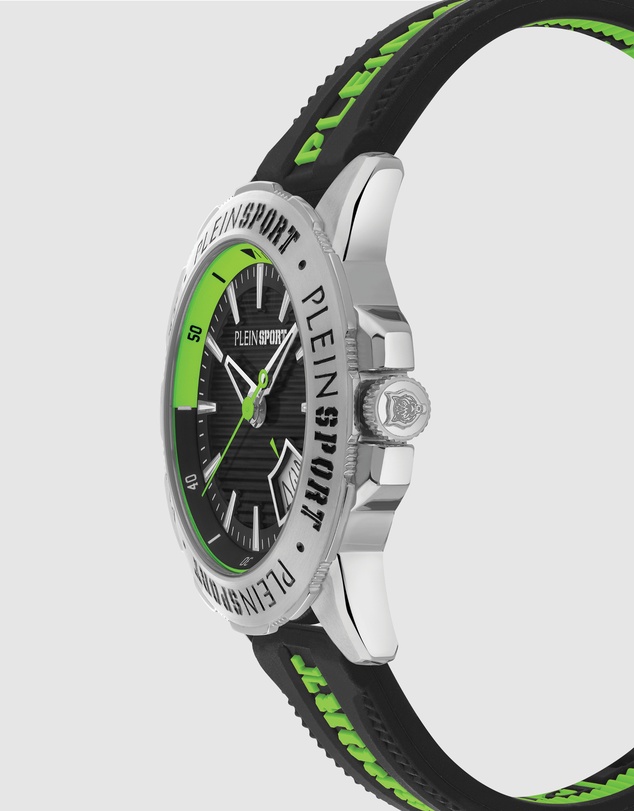 Plein Sport - Plein Rampage 44mm Black dial and Black Green Silicone strap