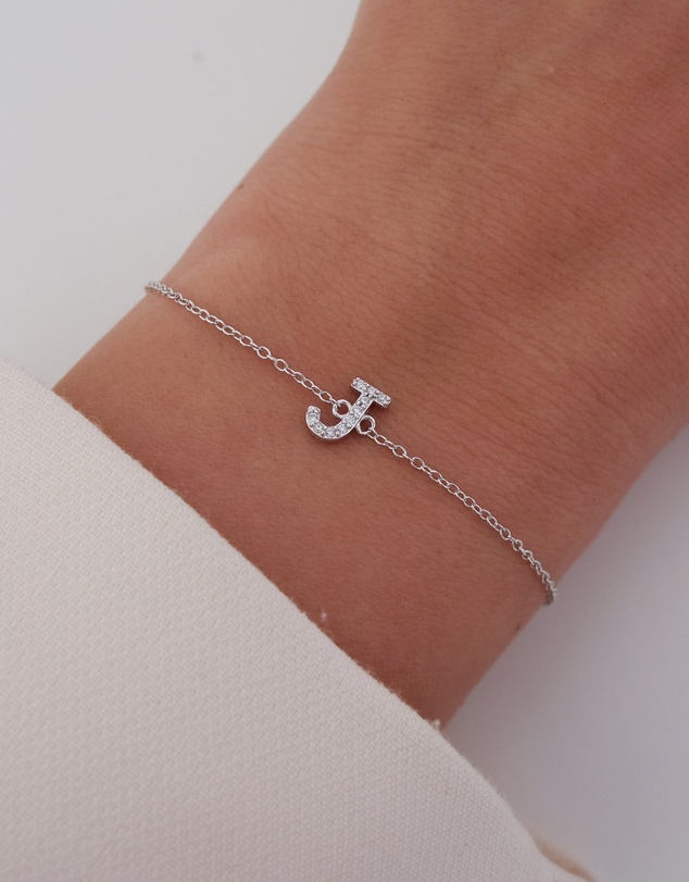 The Silver Collective - A-Z Letter Bracelet Silver - J