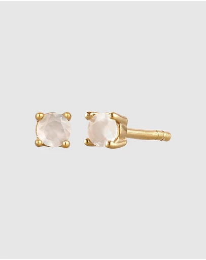 Elli Jewelry - Earring Stud Moonstone 925 Sterling Silver Gold-Plated
