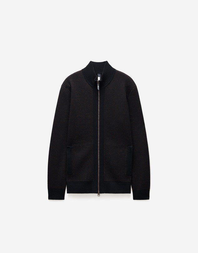 Calibre - Geometric Jacquard Cardigan Chocolate