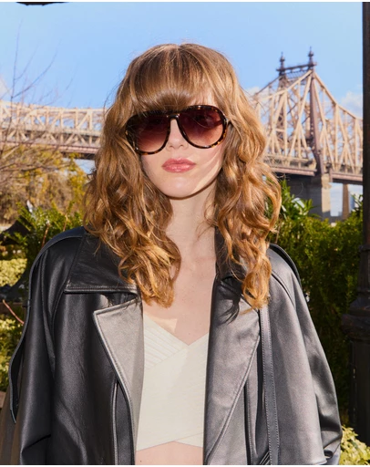 Belle & Bloom - Undercurrent Oversized Aviator Sunglasses - Mosaic Tort