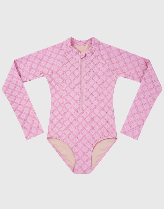 Aqua Blu Kids - Stepping Stones Pink Long Sleeve One Piece - Teens