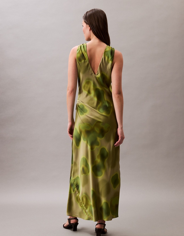 Calvin Klein - Crushed Satin Floral Midi Dress