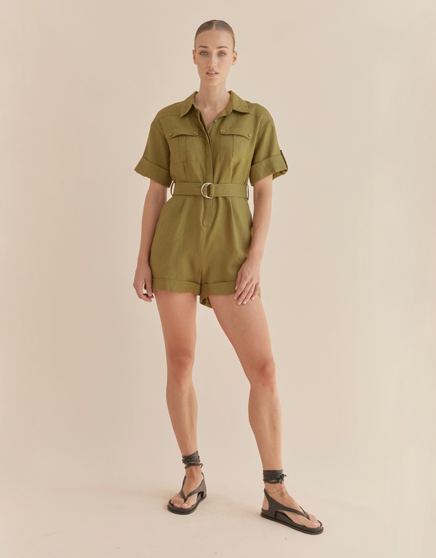 Amelius - Surreal Linen Playsuit