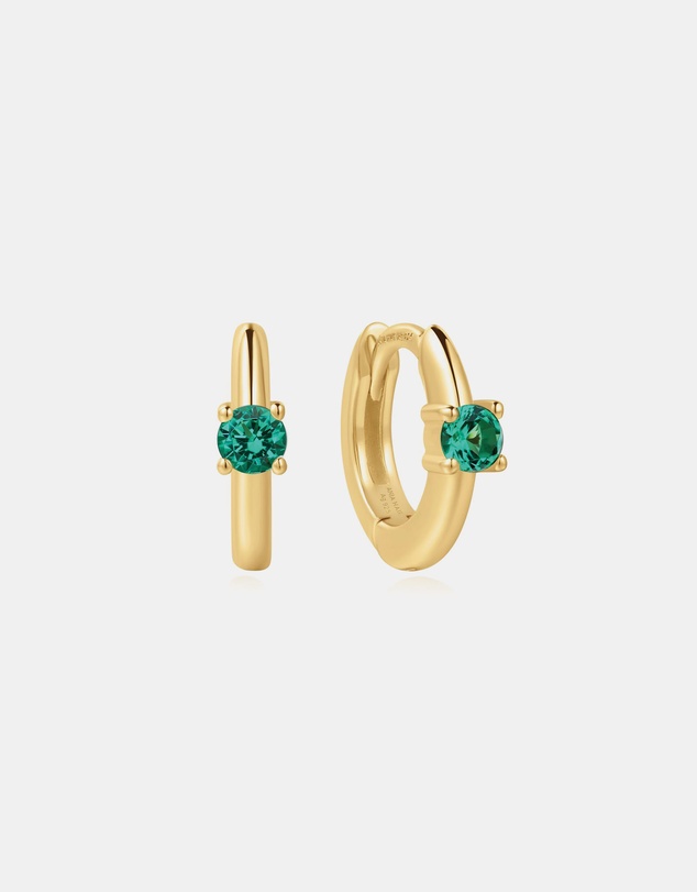 Ania Haie - Gold Green Huggie Hoop Earrings
