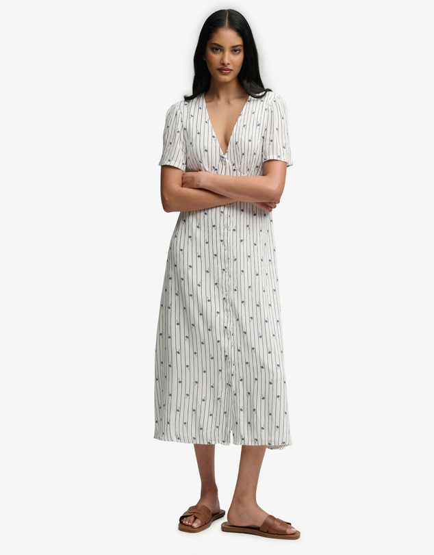 Superdry - Print Button Short Sleeve Midi Tea Dress