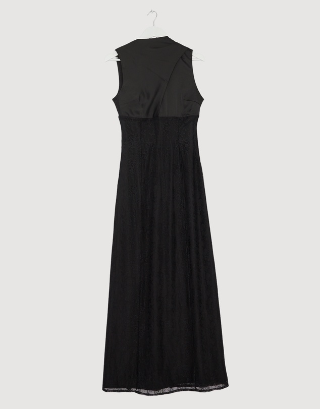 Revibe - Repaired CHANCERY Nia Self Scarf Satin and Lace Maxi Dress - AU 10