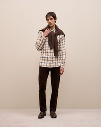 Trenery - Two Tone Check Shirt in Dark Camel