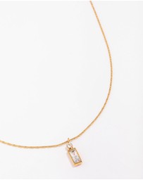 Lovisa - Waterproof Gold Plated Stainless Steel Thin Baguette Round Cubic Zirconia Pendant Necklace