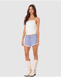 EDIKTED - Patty Striped Lace Trim Shorts