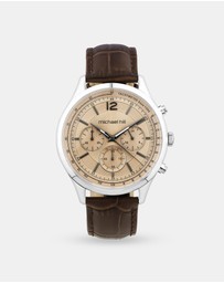 Michael Hill - Men's Chronograph Watch in Stainless Steel & Brown Leather