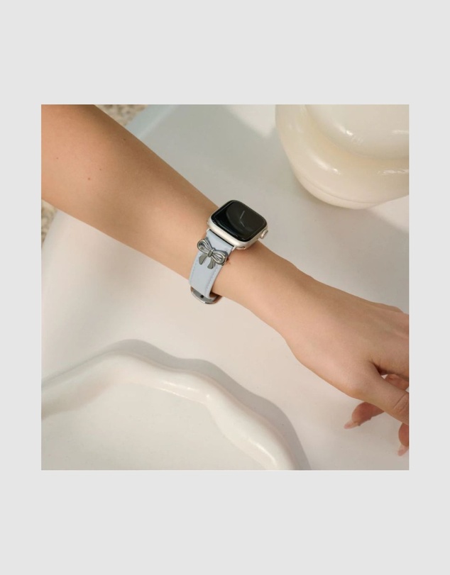 Burga - Burga Apple Watch 42/44/46/49 Leather Band - Silver Clasp Light Blue