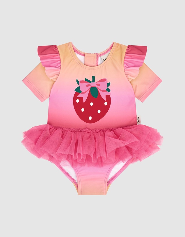 Huxbaby - Sunset Ombre Strawberry Tulle Swimsuit - Babies-Kids