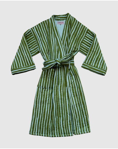 Mosey Me - Strokes Quilted Robe - Guacamole