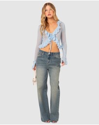 EDIKTED - Ryleigh Ruffled Tie Front Cardigan