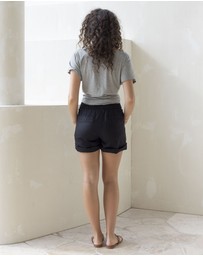 Angel Maternity - Maternity Linen Summer Shorts in Black