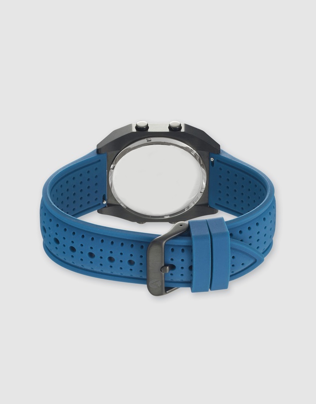 Maxum - Raglan Tide Watch – Black Case, Black Dial & Blue Silicone Strap