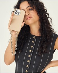 LOUVE COLLECTION - Desert Sand Phone Case + Kate Silver-Plated Wristlet