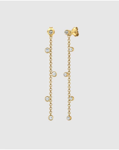 Elli Jewelry - 2-in-1 Convertible Crystal Drop Earrings in Gold-Plated 925 Silver