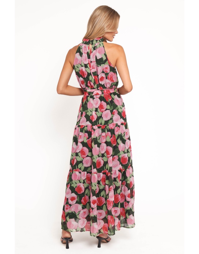 Petal & Pup - Caroline Maxi Halter Dress - Black Floral
