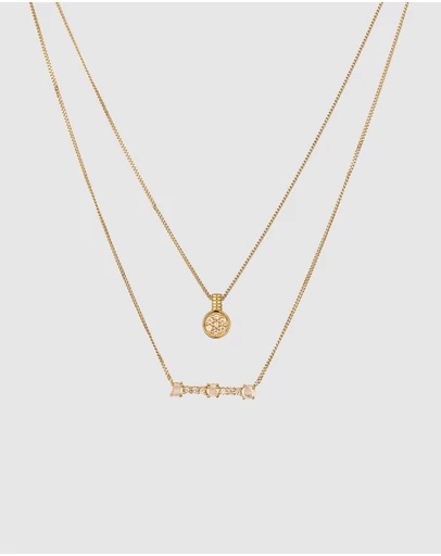Elli Jewelry - Moonstone Layered Necklace in Vermeil 925 Silver