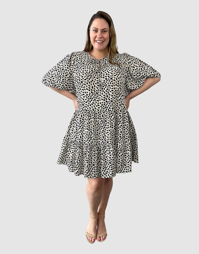 Love Your Wardrobe - Ocelot Spot Tiered Dress