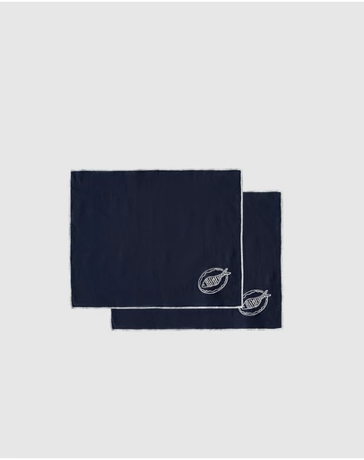 Black Blaze - Embroidered Linen Placemat Set