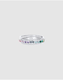 Elli Jewelry - Ring Set Multi-Colour with Crystals in 925 Sterling Silver