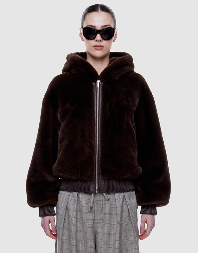 ENA PELLY - Faux Fur Zip Thru Hoodie