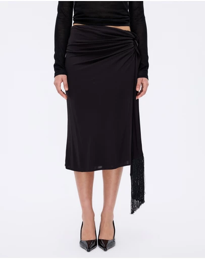 Minima Esenciales - Auden Jersey Fringe Midi Skirt