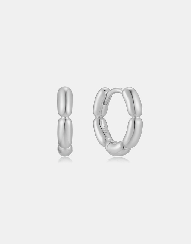 Ania Haie - Silver Segmented Puffy Huggie Earrings