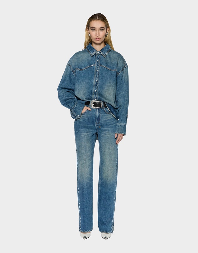 Ksubi - Oversized LS Shirt Texas Blue Studded