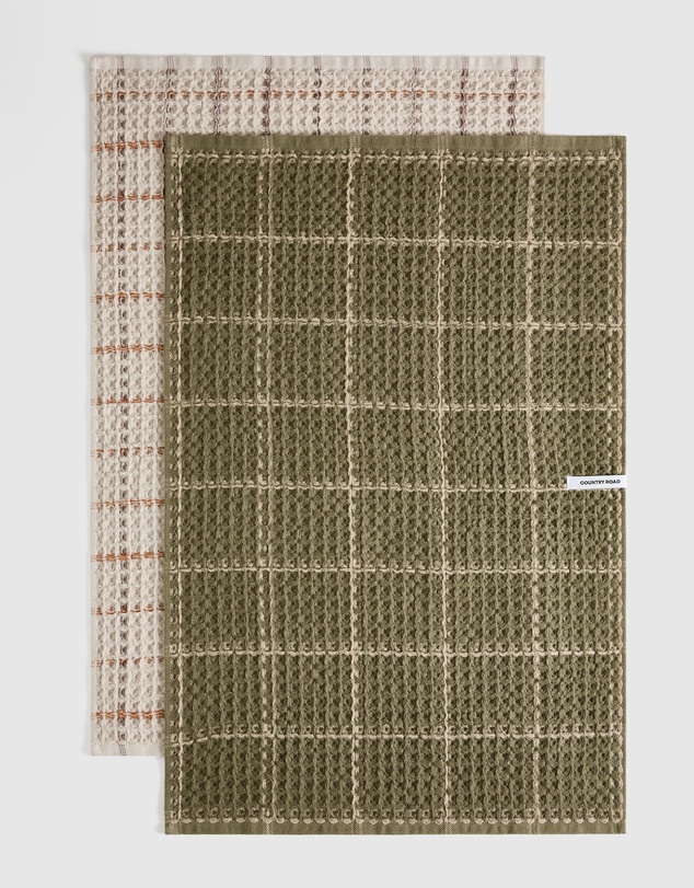 Country Road - Meeka Australian Cotton Check Tea Towel Pack Of 2