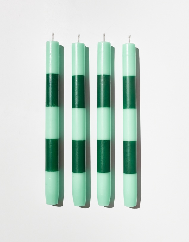 Fazeek - Striped Candle in Jade & Green