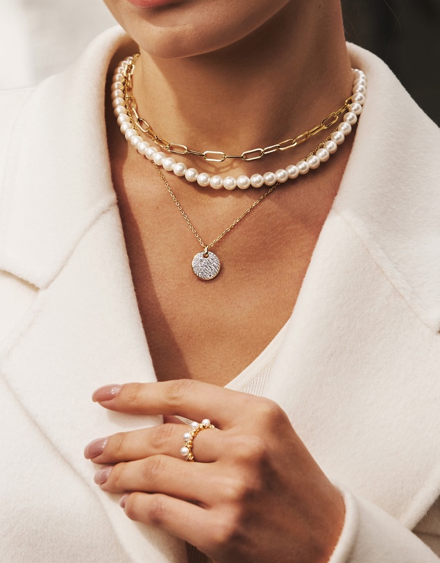 Ania Haie - Two-Tone Large Pave Disc Necklace