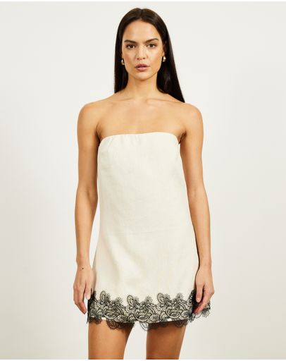 Liora Linen & Lace Mini Dress by Lover Online | THE ICONIC | Australia