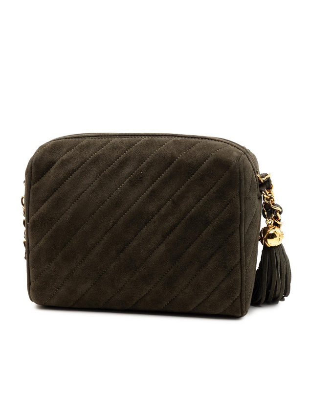 Pre-Loved by Azura Reborn - Pre-Loved CC Diagonal Quilted Suede Tassel Diamond Camera Bag